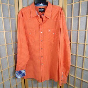 Garth Brooks Sevens by Cinch Striped Western Pearl Snap Shirt Orange Size XL